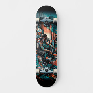 Retro-Futuristic Tech Street Art Skateboard 25