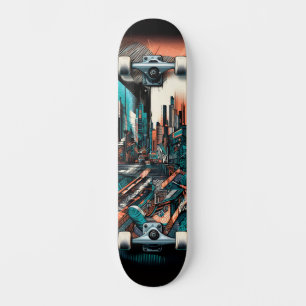 Retro-Futuristic Tech Street Art Skateboard 26