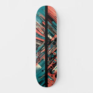 Retro-Futuristic Tech Street Art Skateboard 38