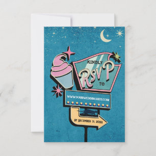 Retro Futuristic Wedding RSVP Sign Card