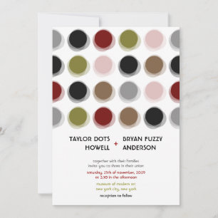 Retro Fuzzy Dots Colourful Mod Art Wedding Invite