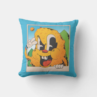 Retro Fuzzy Orange Peace Sign Cartoon Cushion