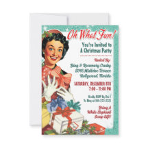 Retro  Gal Christmas Party Invite - Oh What Fun!