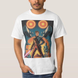 Retro Galactic Rebel T-Shirt – Dual Suns & Droid 