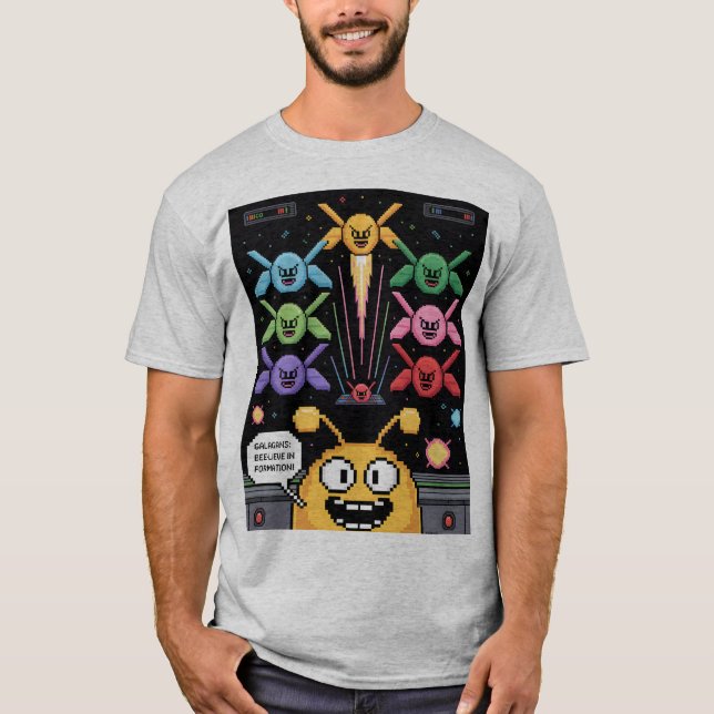 Retro Galaga Galagans T-Shirt - Bee-lieve in Forma (Front)