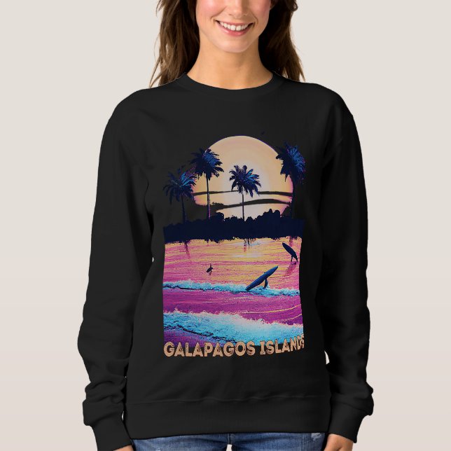Retro Galapagos Islands Ecuador Souvenir Surf Sweatshirt (Front)