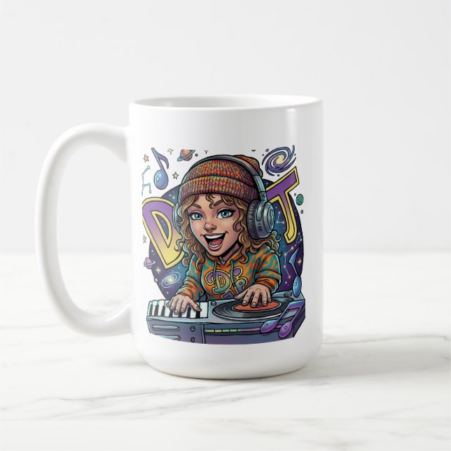 Retro Galaxy DJ Coffee Mug (Left)