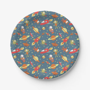 Retro Galaxy Outer Space-themed Party Paper Plate