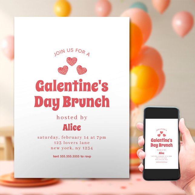 Retro Galentine's Day Brunch Valentine's Day Invitation (Creator Uploaded)