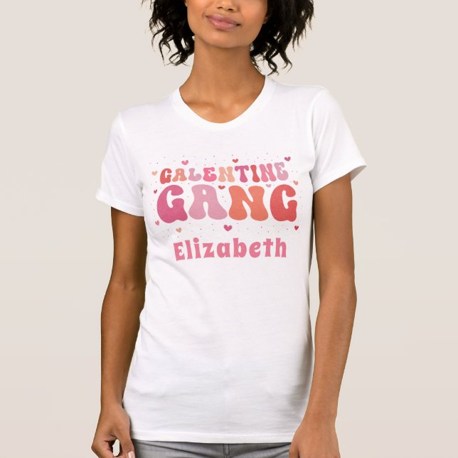 Retro "Galentine's Gang" Custom Name T-Shirt (Front)