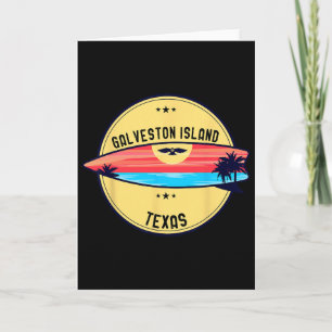 Retro Galveston Island Beach Texas Beach Surfing Card