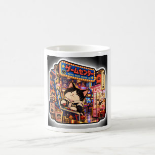 Retro Game Arcade Cat Mug   Japanese Arcade Night 