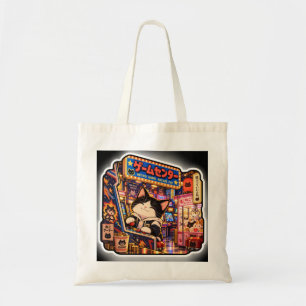 Retro Game Arcade Cat Tote Bag Japanese Arcade N