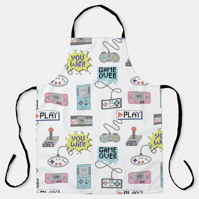 Retro Game Controllers: Colourful Seamless Pattern Apron (Front)