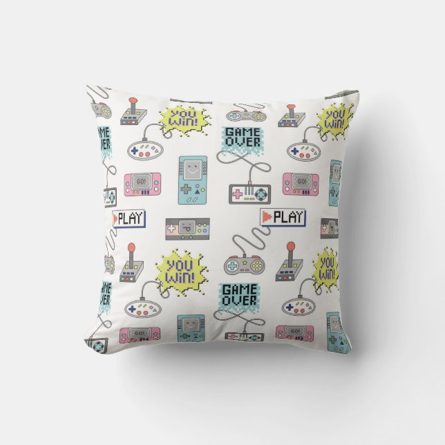 Retro Game Controllers: Colourful Seamless Pattern Cushion (Front)