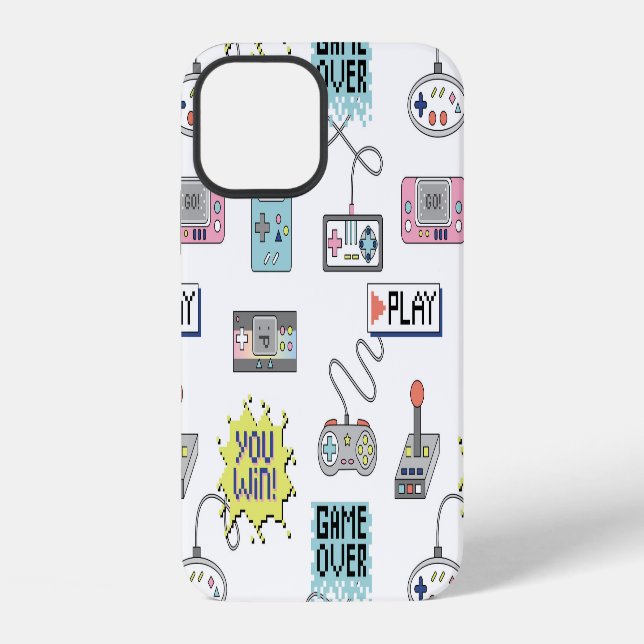 Retro Game Controllers: Colourful Seamless Pattern iPhone Case (Back)