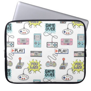Retro Game Controllers: Colourful Seamless Pattern Laptop Sleeve