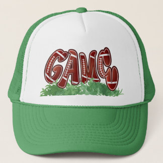 Retro Game Day Football Trucker Hat - Green and Wh
