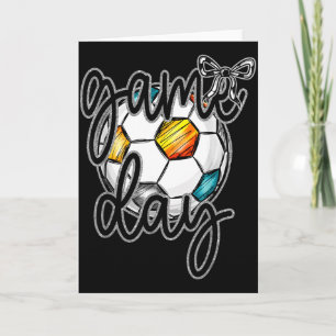 Retro Game Day Soccer Coquette Bow Women Girls Kid Card