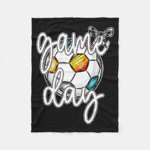 Retro Game Day Soccer Coquette Bow Women Girls Kid Fleece Blanket