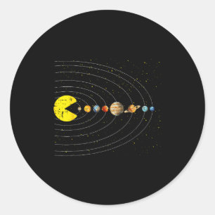 Retro Game Eating Planets Space Galaxy Gaming Boys Classic Round Sticker