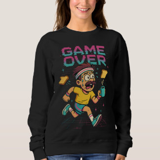 Retro “Game Over” Coffee Rush – Funny Running Cart Sweatshirt