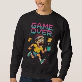 Retro “Game Over” Coffee Rush – Funny Running Cart Sweatshirt