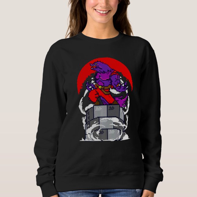 Retro Gamer 8 Bit Werewolf Howling Moon Wolf Man V Sweatshirt (Front)
