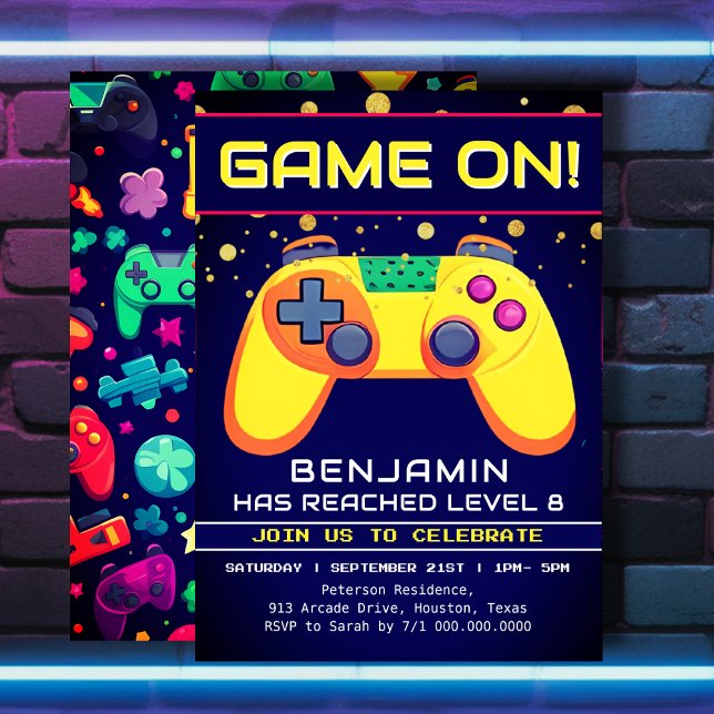 Retro Gamer Arcade Birthday Party Invitation (Creator Uploaded)