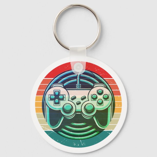 Retro Gamer Arcade Style Key Ring (Front)
