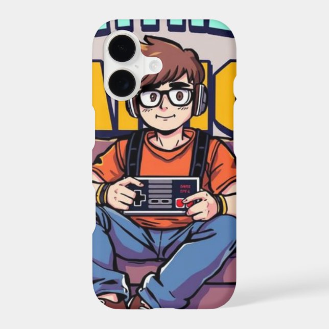 Retro Gamer Boy – Cool Cartoon Phone Case for Game (Back)
