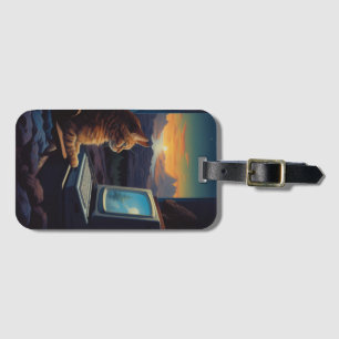 Retro Gamer Cat   8-Bit Pixel Art Gaming Luggage Tag