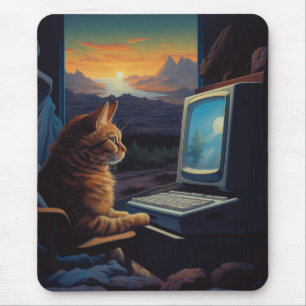 Retro Gamer Cat   8-Bit Pixel Art Gaming Mouse Pad
