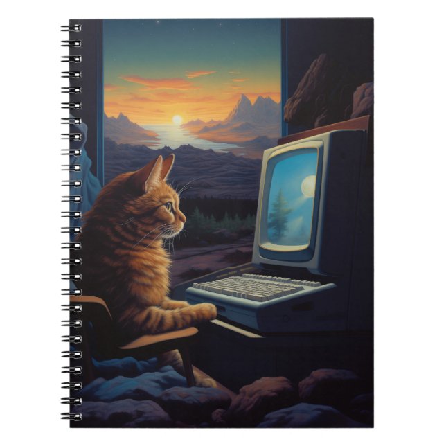 Retro Gamer Cat | 8-Bit Pixel Art Gaming Notebook (Front)