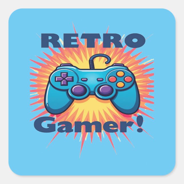 Retro Gamer Controller Design for Classic Gaming Square Sticker (Front)