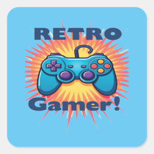 Retro Gamer Controller Design for Classic Gaming Square Sticker