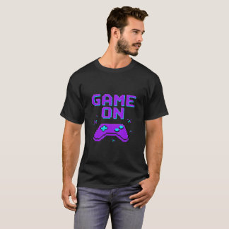 Retro Gamer Game On Neon Pixel Art T-Shirt