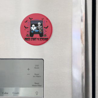Retro Gamer Halloween - Skeleton Arcade Machine Magnet