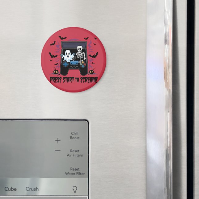 Retro Gamer Halloween - Skeleton Arcade Machine Magnet (In Situ (Fridge))