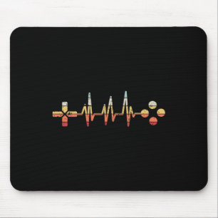 Retro Gamer Heartbeat For Video Game Lovers Gaming Mouse Pad
