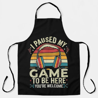 Retro Gamer I Paused My Game To Be Here Apron