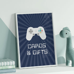 Retro Gamer Kids Birthday Party Cards & Gifts Sign