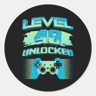 Retro Gamer Level 40 Unlocked B-day Older Gamblers Classic Round Sticker