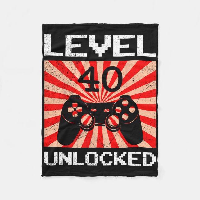 Retro Gamer Level 40 Unlocked Controller B-day Vid Fleece Blanket (Front)