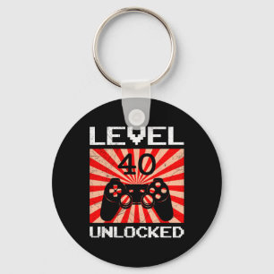 Retro Gamer Level 40 Unlocked Controller B-day Vid Key Ring
