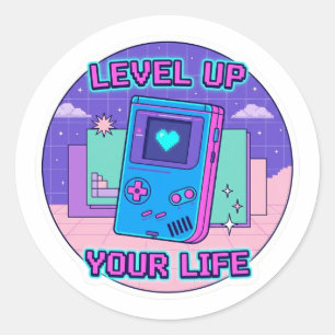 Retro Gamer Level Up Sticker - 8-Bit Pixel Art Des