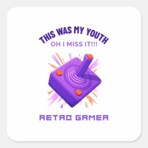 Retro Gamer Miss His Youth Square Sticker