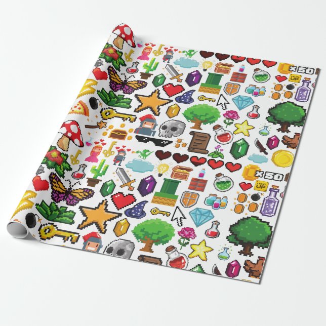 Retro Gamer Pixel Wrapping Paper (Unrolled)
