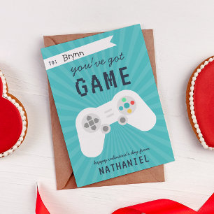 Retro Gamer Theme Classroom Valentines Day Card