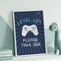 Retro Gamer Theme Kids Birthday Party Favour Sign